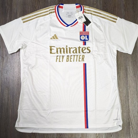 Olympique Lyons Lyonnais 2023/24 Men's XXL adidas White Home Jersey IB0920 NWT